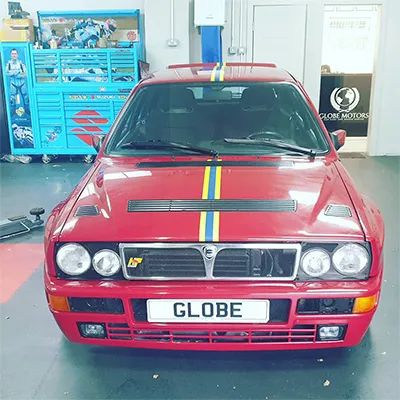 red car racing stripe